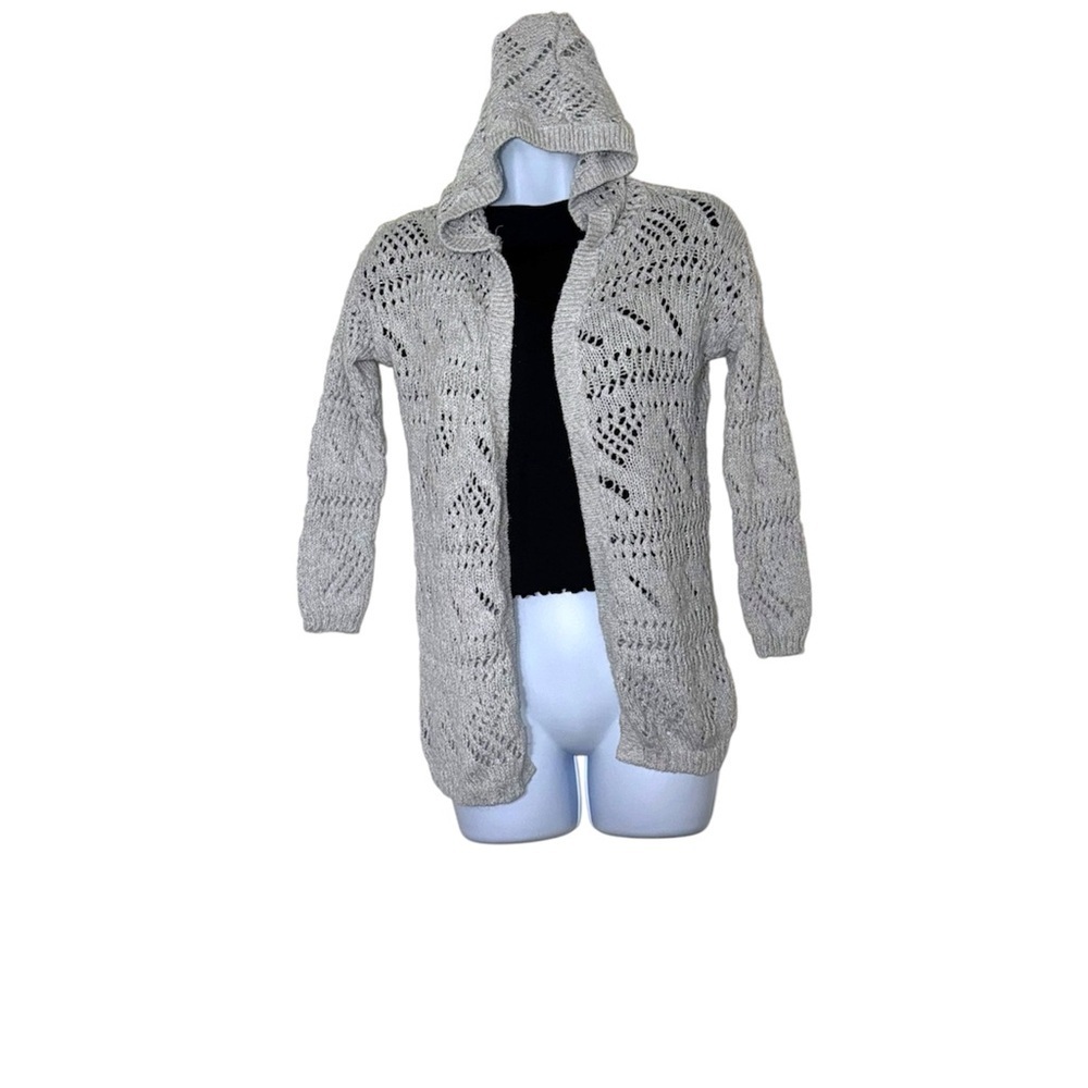 SO Lightweight Perfect For Spring Knit Hooded Cardigan Light Gray Women’s Size M